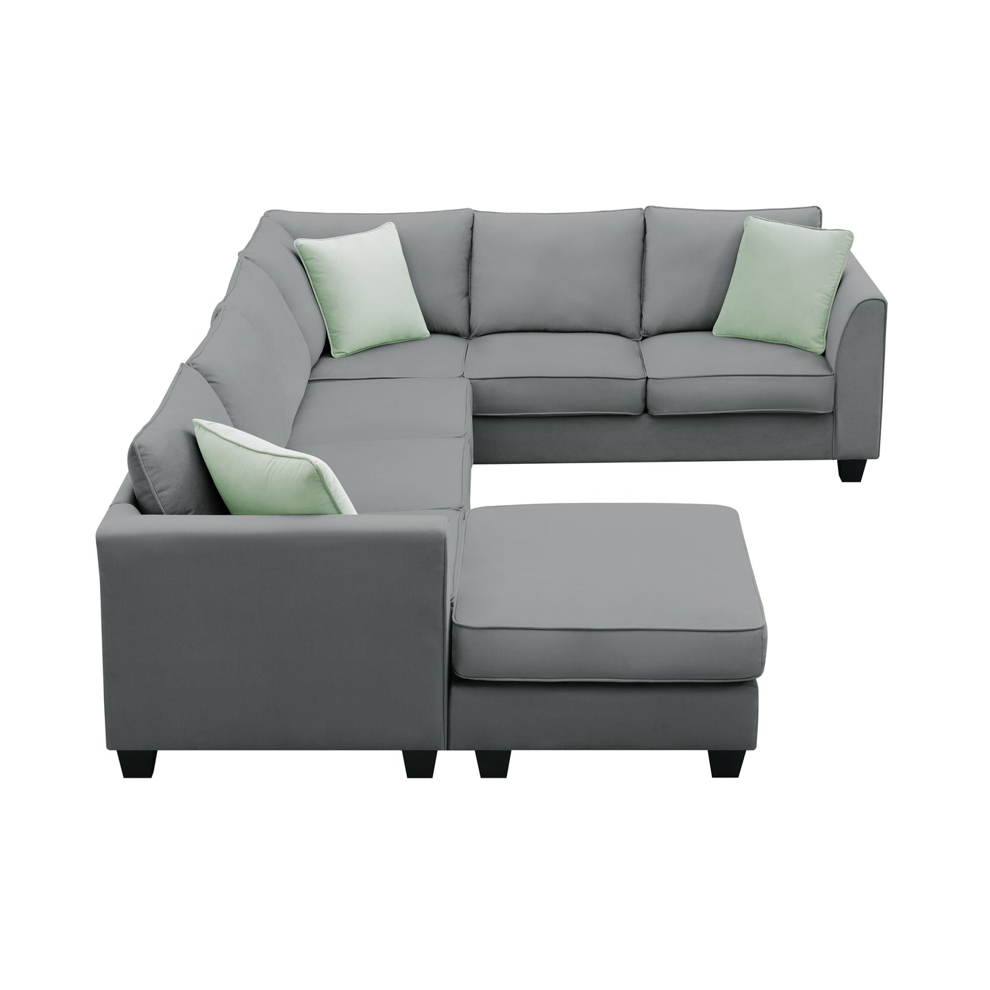 Harper Modular Sectional Sofa with Ottoman - Grey