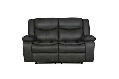 Noor Leather-Air Reclining Loveseat - Gray