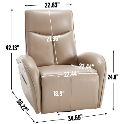 Vince Swivel and Rocker Power Recliner Chair - Light Brown