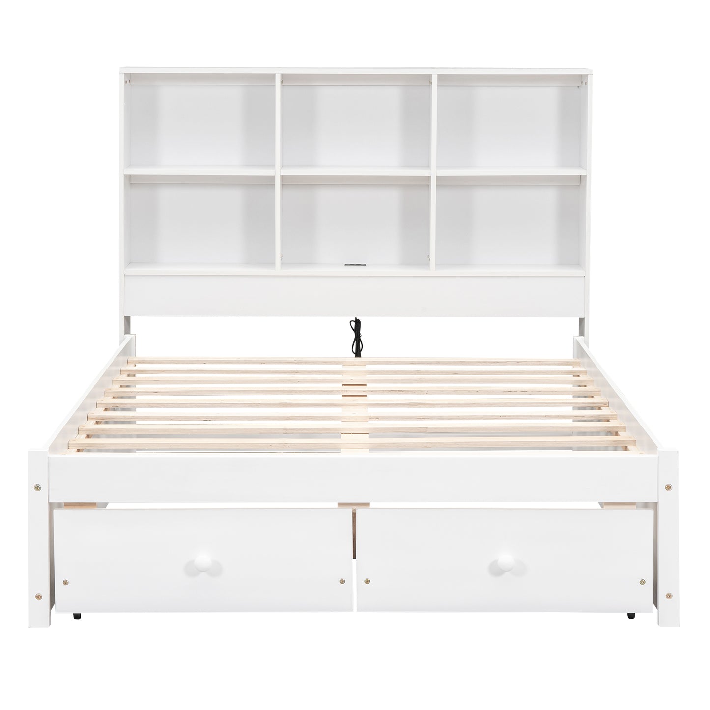 Jazz Full Size Platform Bed w 2 Drawers - White