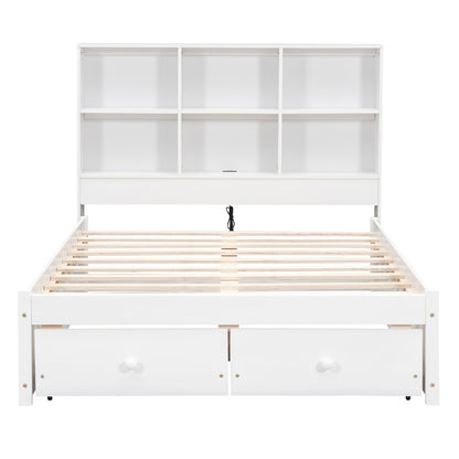 Jazz Full Size Platform Bed w 2 Drawers - White