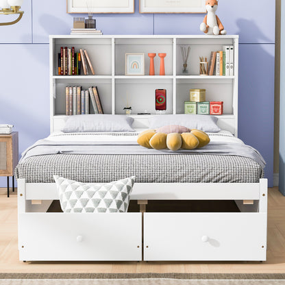 Jazz Full Size Platform Bed w 2 Drawers - White