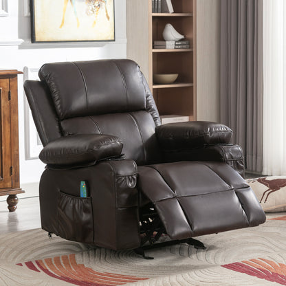 Marta Power Recliner with Massage and Heat - Brown