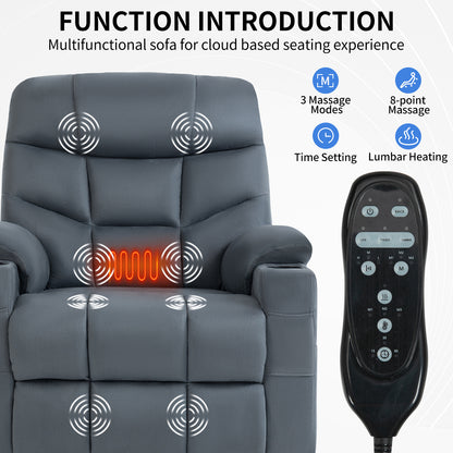 Okin II Power Lift Fabric Recliner Chair with Massage & Heat - Blue