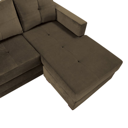 Gai Reversible  Sectional Microfiber Fabric  Sofa w   - Coffee