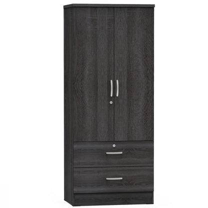 Go Green Woods Grace Wood 2-Door Wardrobe Armoire with 2-Drawers