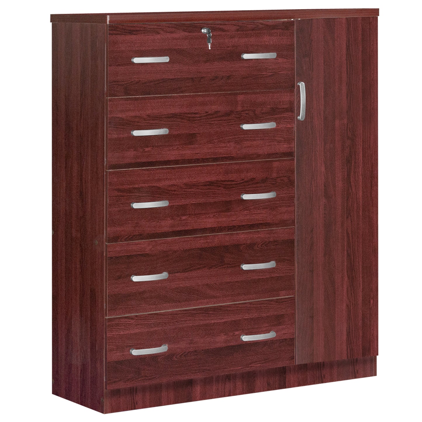 Go Green Woods Sofie 5 Drawer Wooden Tall Chest Wardrobe