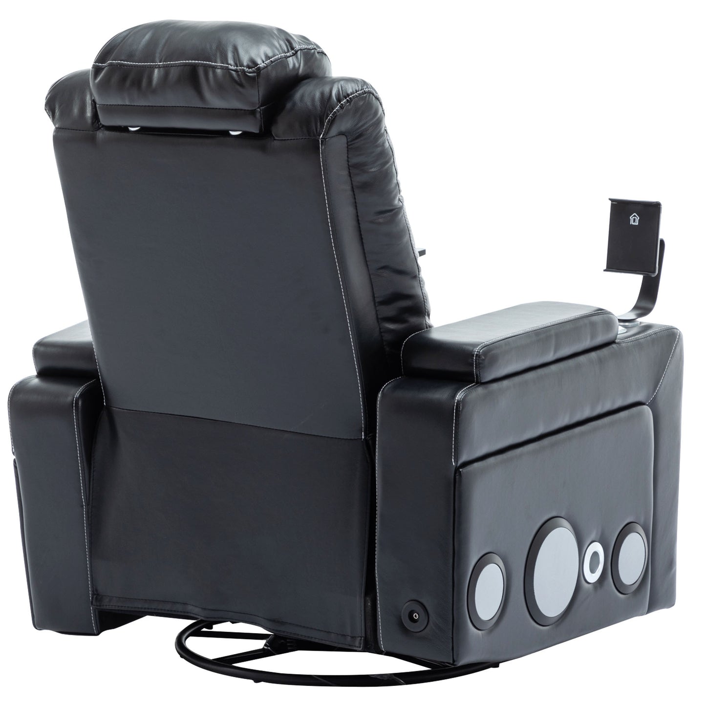 Otto PU Leather Power Recliner r with Surround Sound -Tray Table - Black