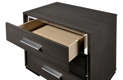 Sleek Solid Wood Nightstand -  Gray