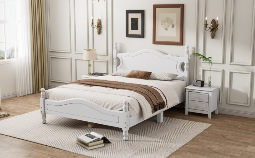 Quarto II Full Size Wood Platform Bed Frame - White