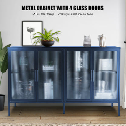 Nera Tempered Glass Credenza - Blue