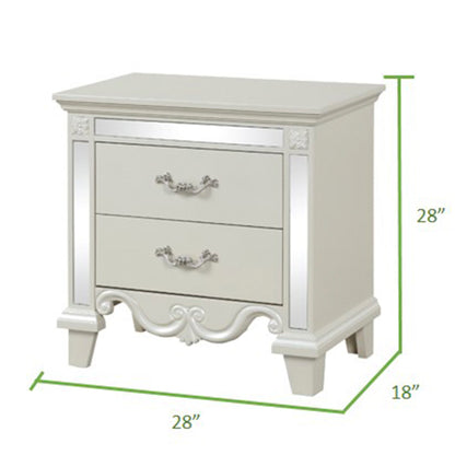 Milan Mirror Framed Nightstand - White