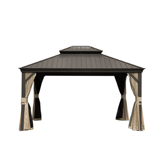 Shana 10 X 12 ft Hardtop Gazebo Outdoor Aluminum  - Brown