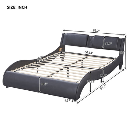 FX Queen Size Platform Bed Frame with LED - Black