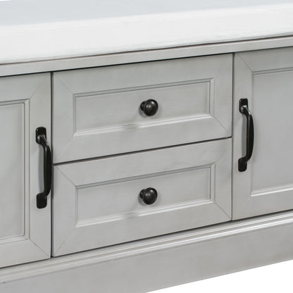 Stash Storage Bench with 2 Drawers and 2 Cabinets - Gray Wash