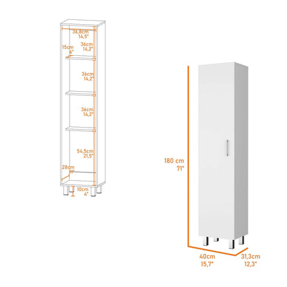 Stephan 1-Door 4-Shelf Tall Storage Cabinet - White