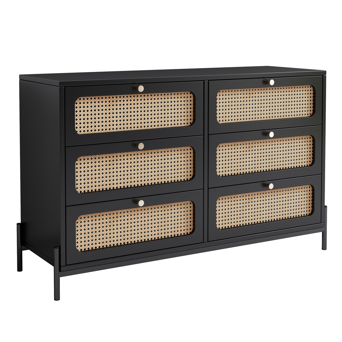 Priya Rattan Storage Cabinet - Black