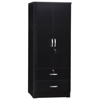 Go Green Woods Grace Wood 2-Door Wardrobe Armoire with 2-Drawers