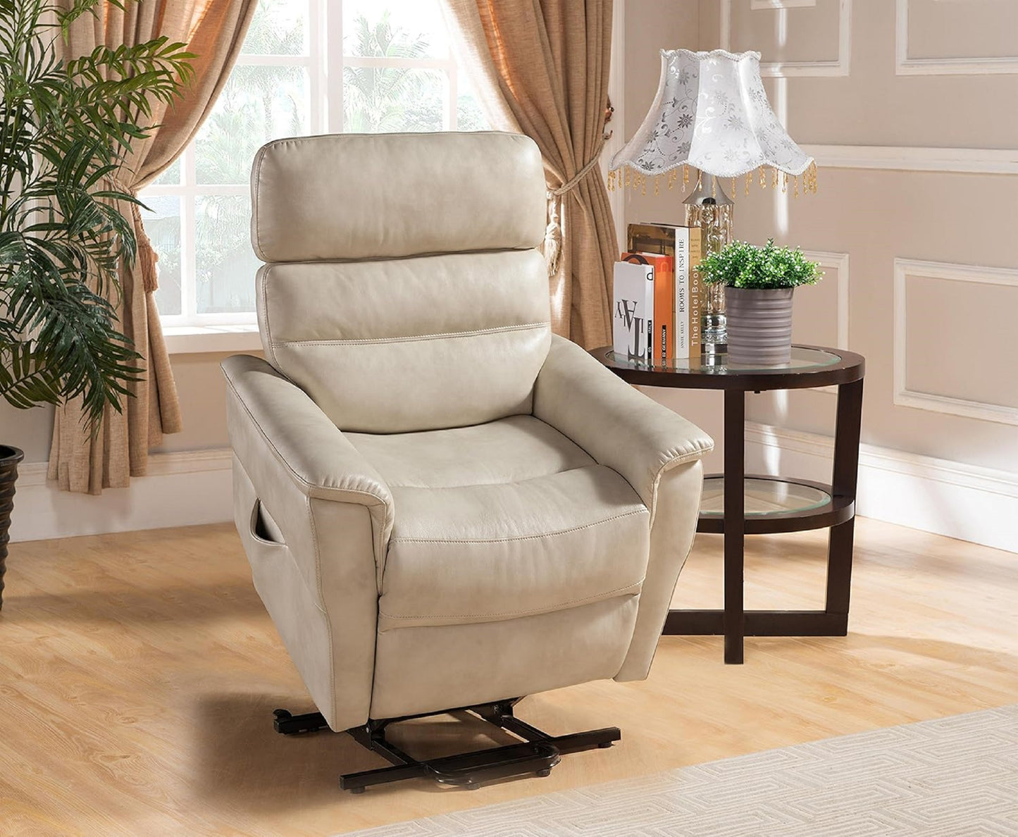 Zander Faux Leather Upholstered Power Reclining Chair - Cream