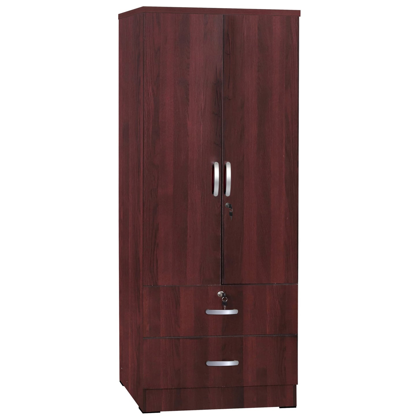 Go Green Woods Grace Wood 2-Door Wardrobe Armoire with 2-Drawers