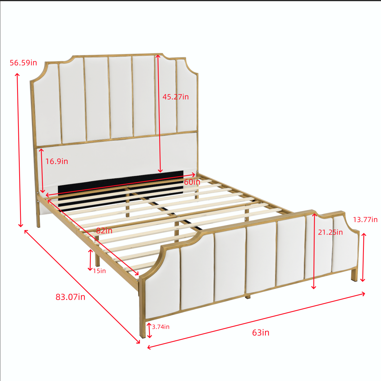 Brena Queen Size Velvet Platform Bed - White