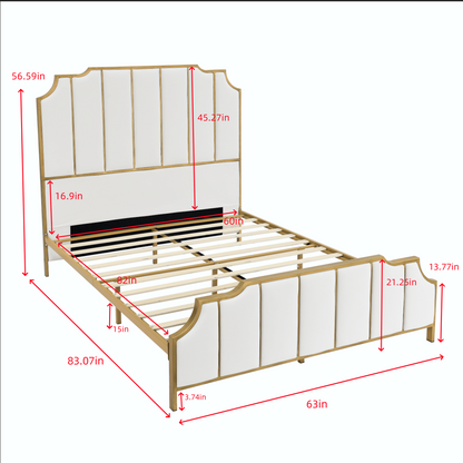 Brena Queen Size Velvet Platform Bed - White