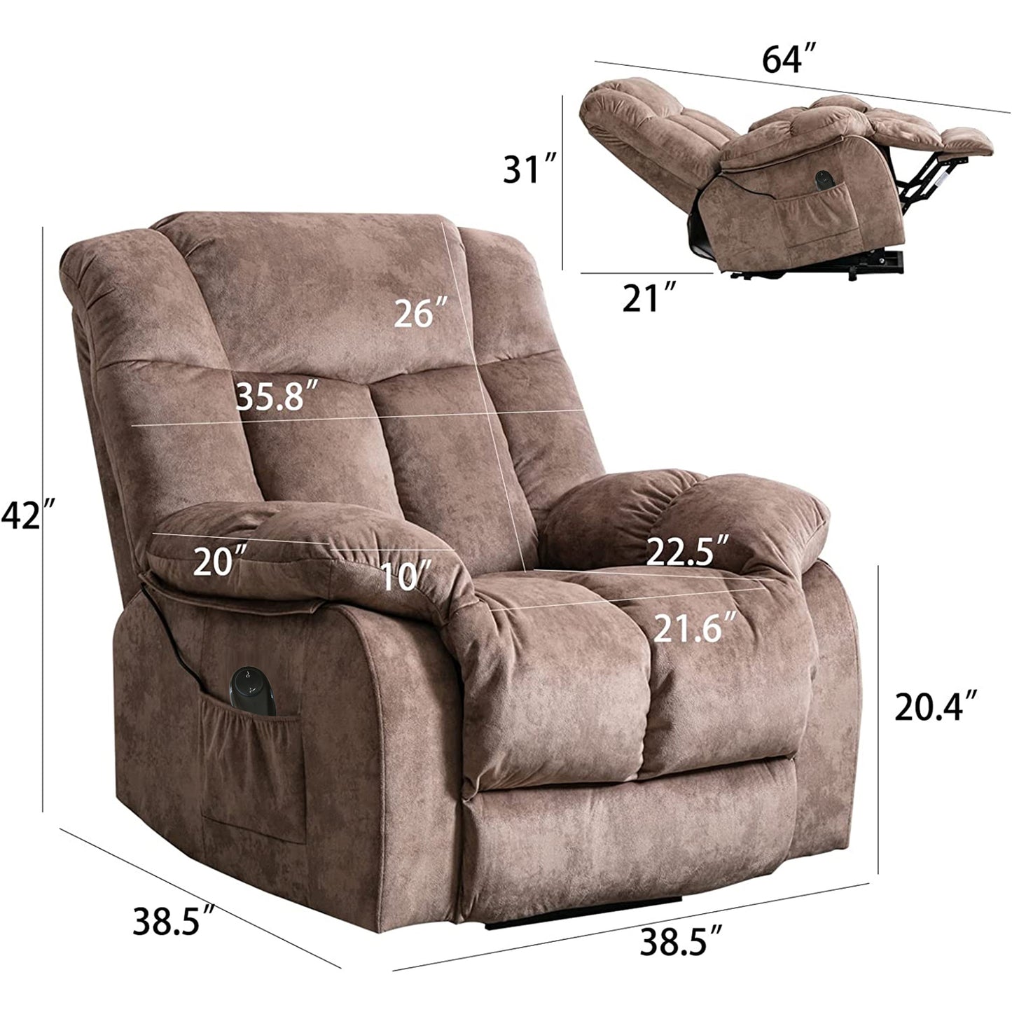 Cooper Power Lift Recliner Motion Reclining Chair - Camel