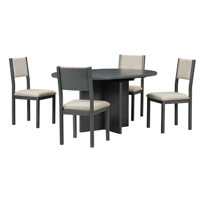 Trina 5pc Dining Set Extendable Table 4x Side Chairs - Gray