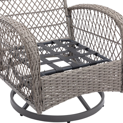 Tompkins 3 Pc Outdoor Swivel Rocker Patio Chairs - Khaki