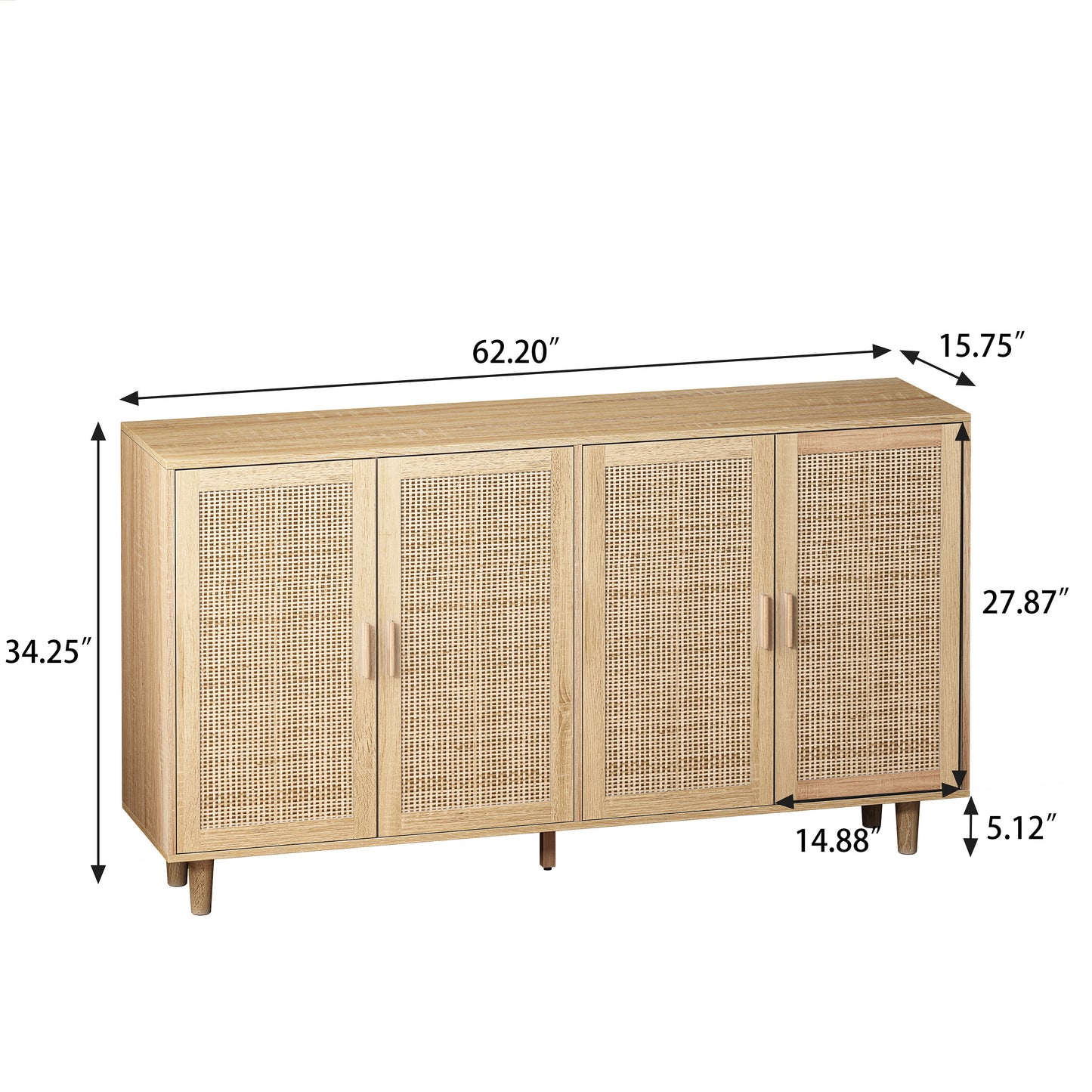 Tero 4 Door Rattan Cabinet - Natural