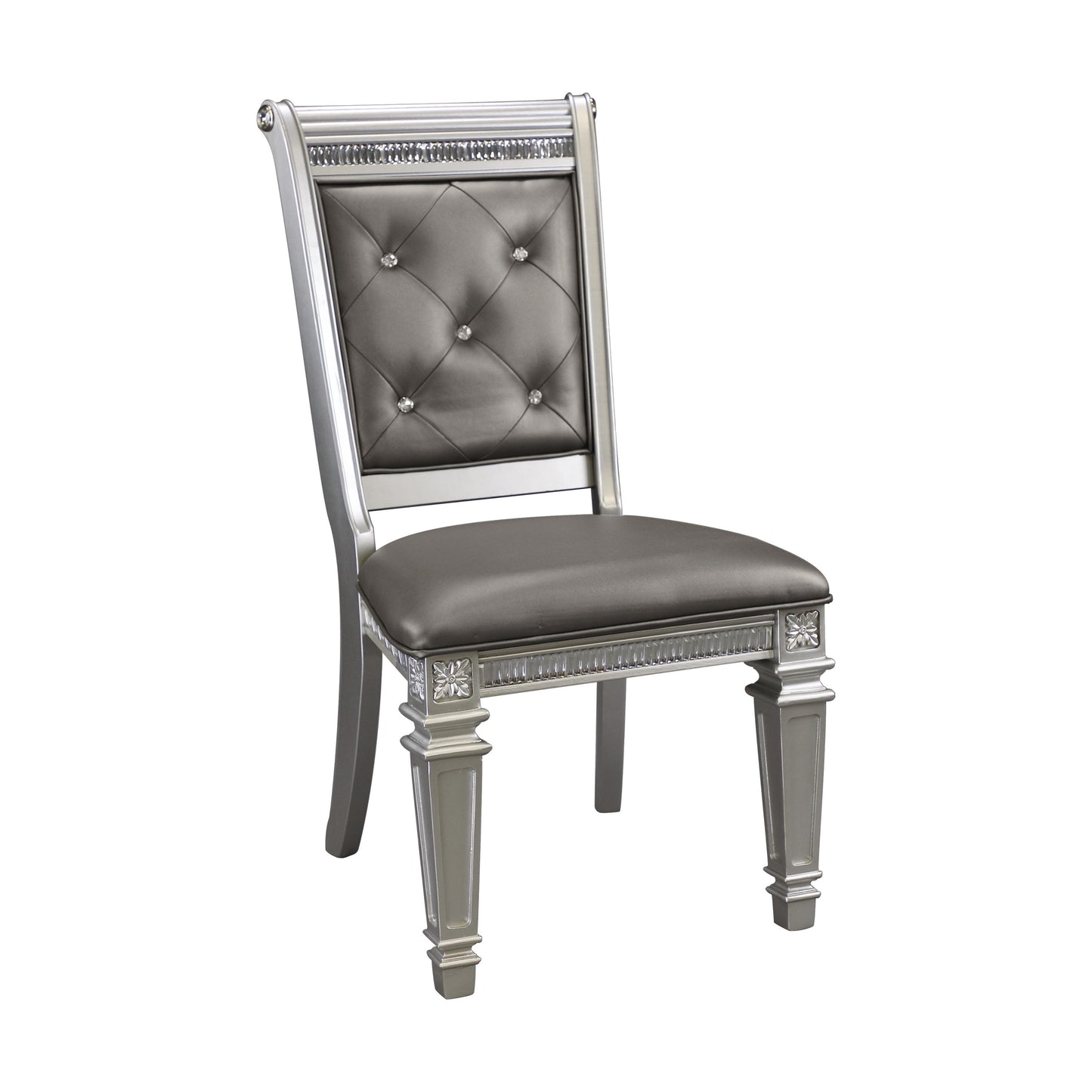 Becker Modern Glam Dining Chair (Set of 2)- Silver