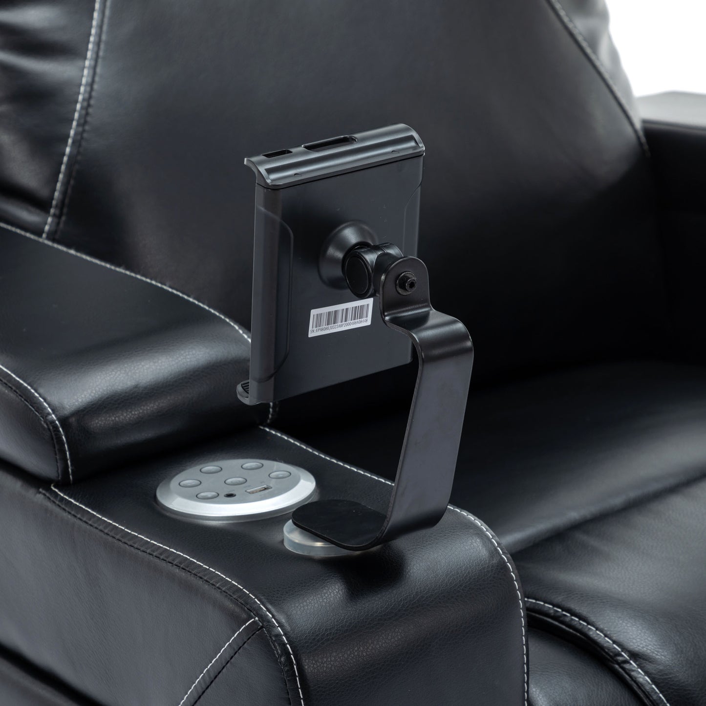 Otto PU Leather Power Recliner r with Surround Sound -Tray Table - Black