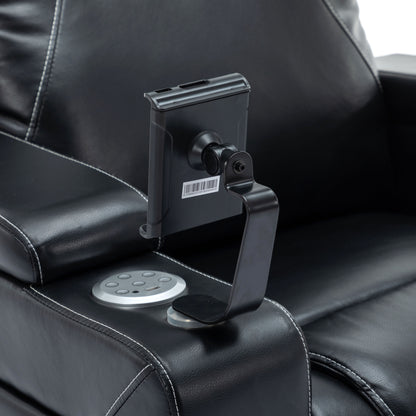 Otto PU Leather Power Recliner r with Surround Sound -Tray Table - Black