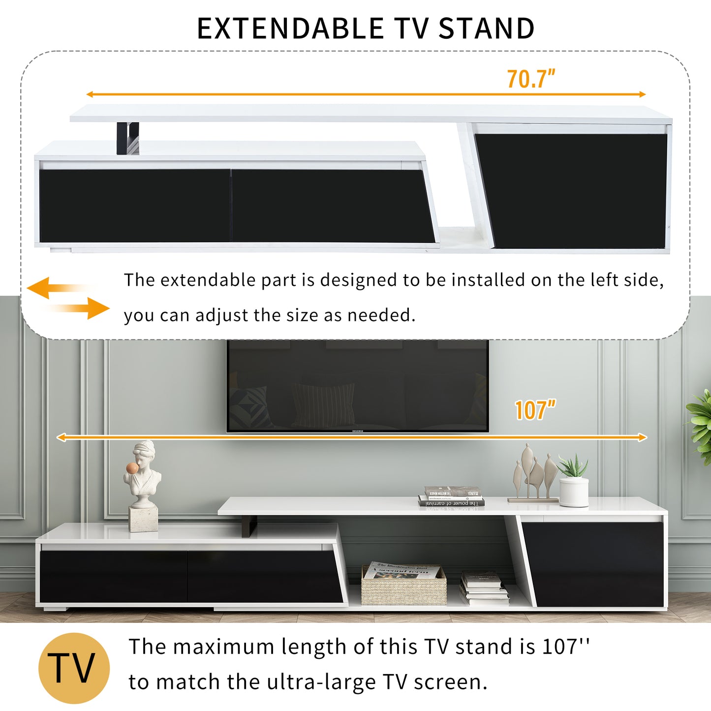 Taylor Extendable TV Stand - White