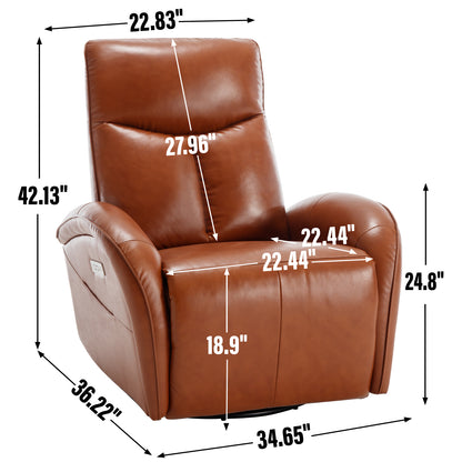 Vince Swivel and Rocker Power Recliner Chair - Brown