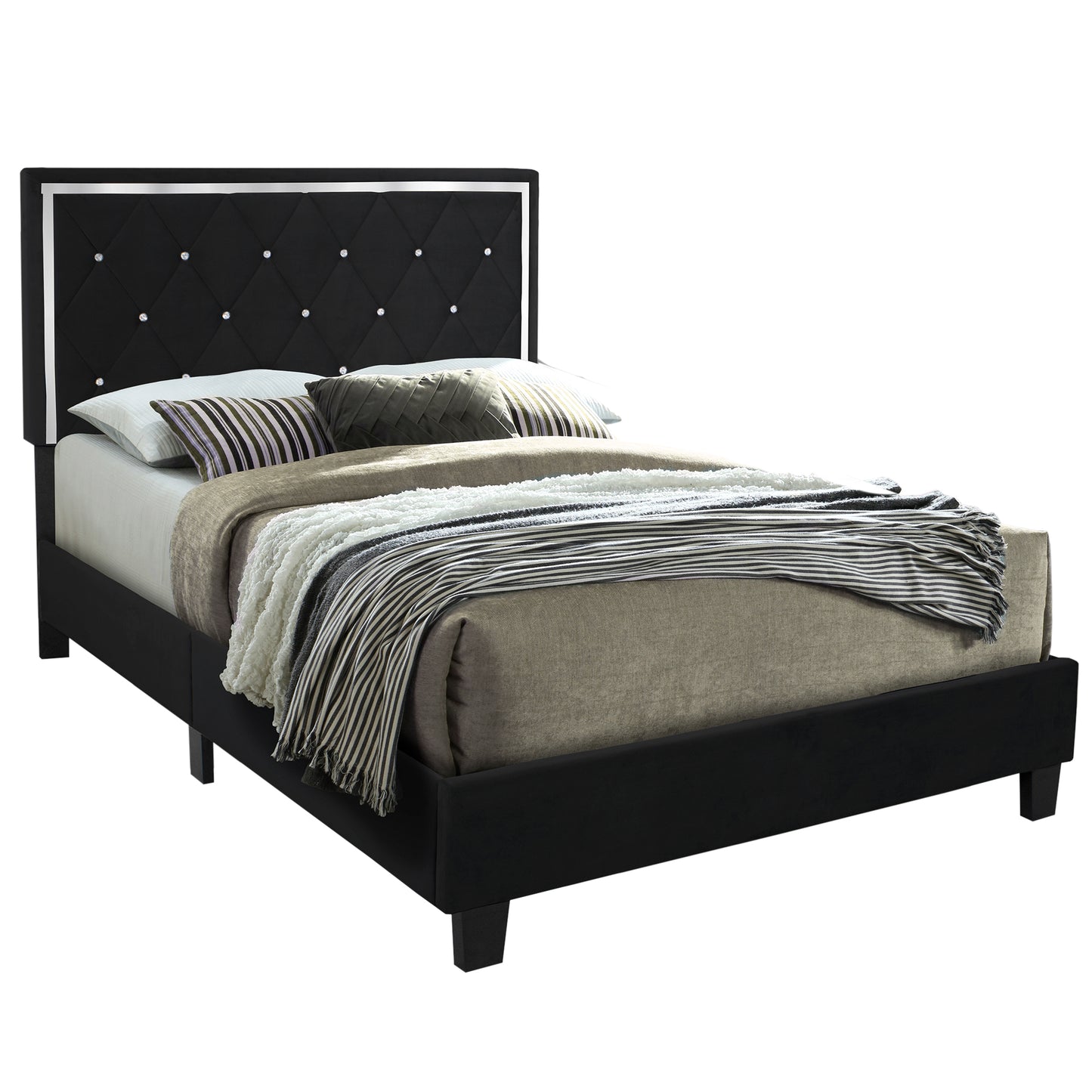 Go Green Woods Monica Velvet Upholstered Queen Platform Bed