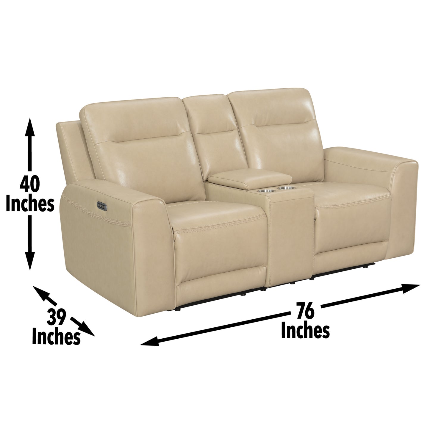 Amir Transitional Leather Power Reclining Loveseat - Sand