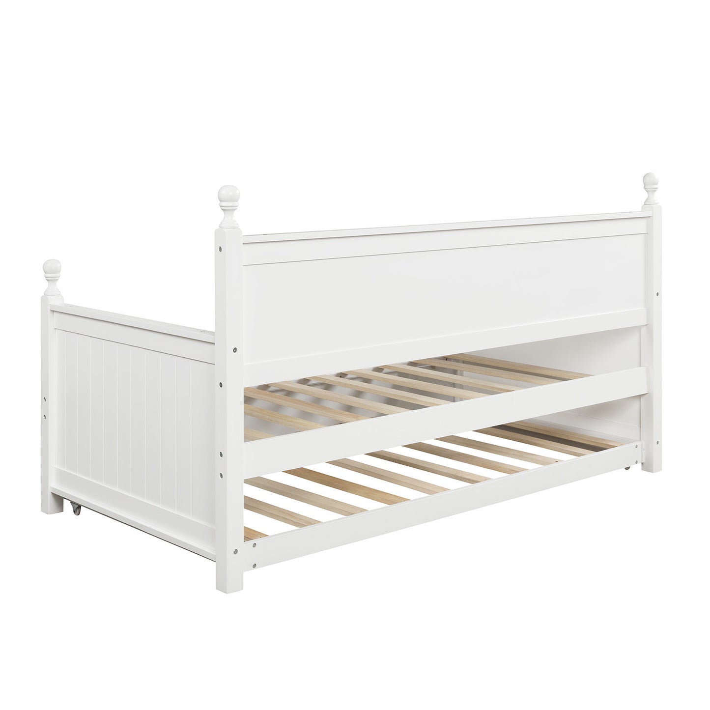 Ommy Twin Size Wooden Daybed with Twin Size Trundle - White