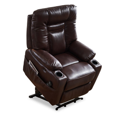 Cove Large size Electric Power Lift Recliner Chair with Massage and Heat - Brown