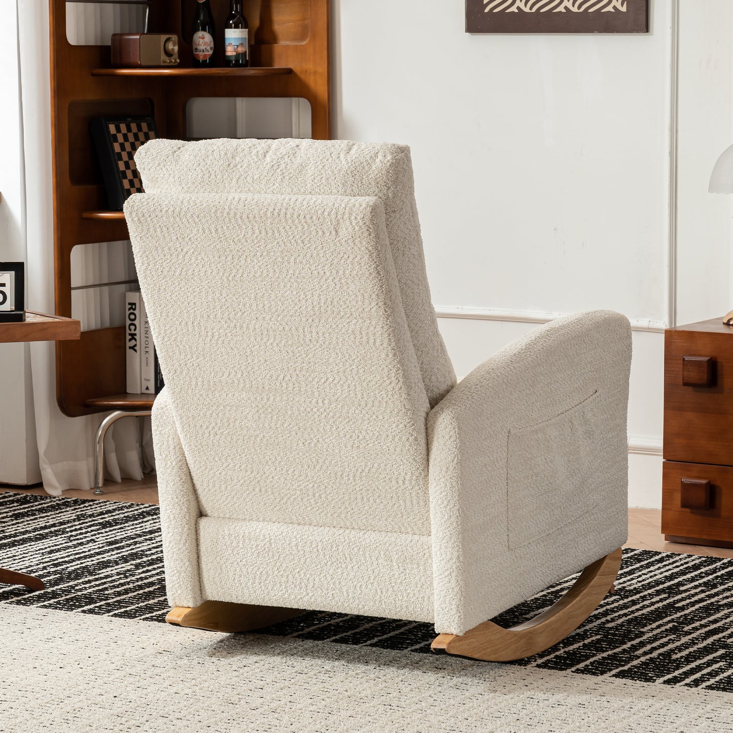 Sion Accent Rocking Chair with Footrest - Beige