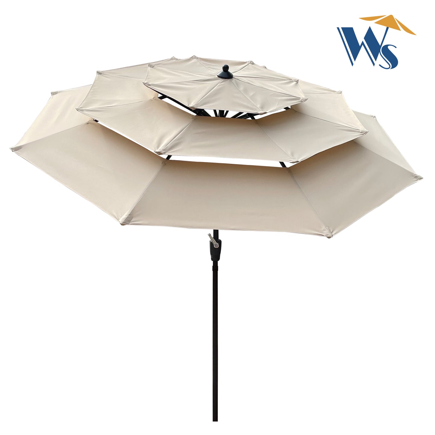 Zamora 9 ft 3-Tiers Outdoor Patio Umbrella with Crank  - Tan