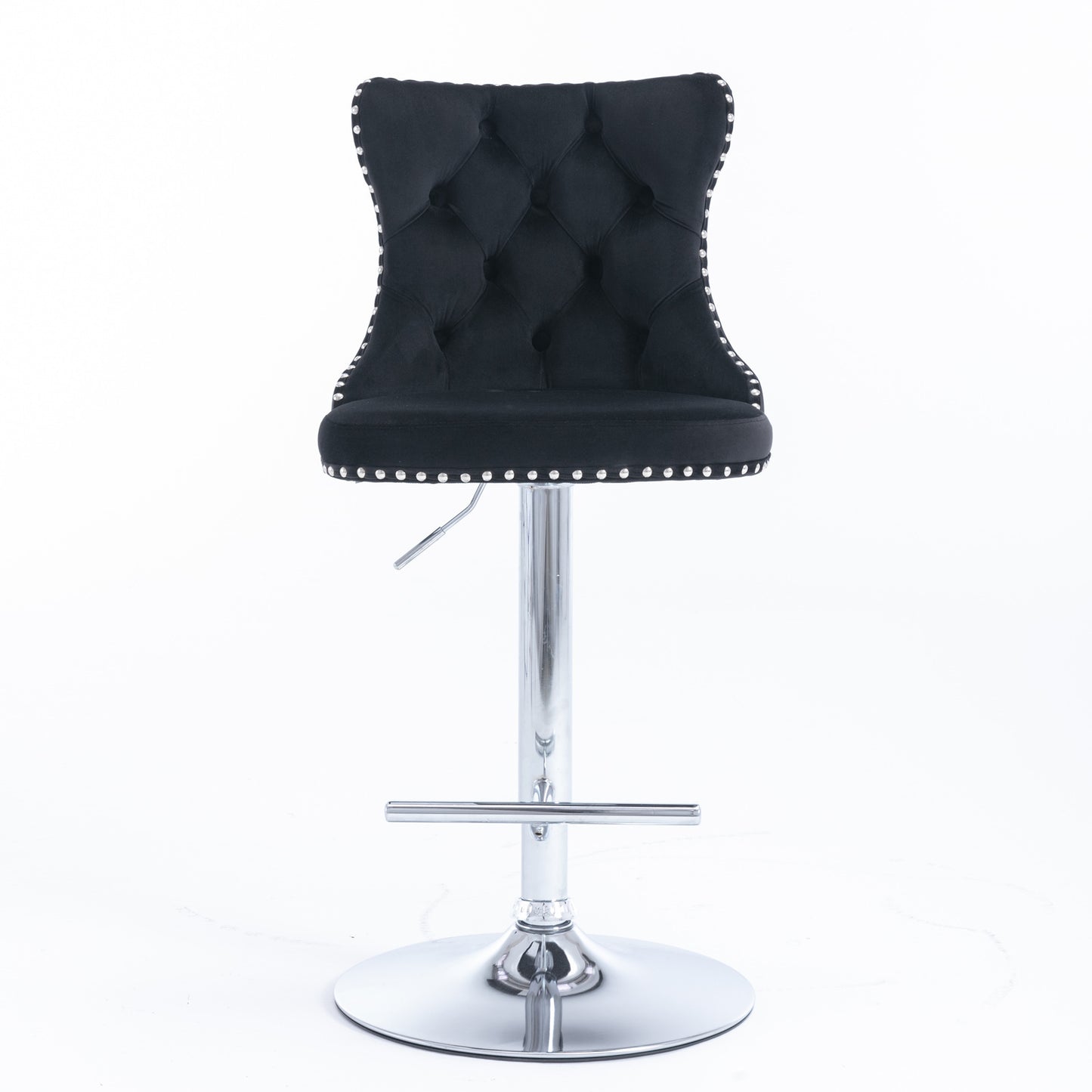 Rise 180 Velvet Barstools Adjusatble Seat Height - Black Set of 2