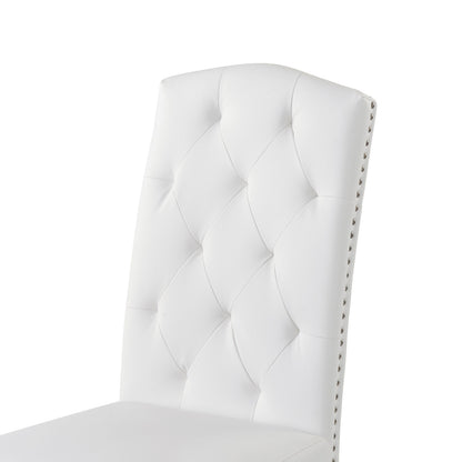 Tulay Dining PU Chair with Solid Wood Leg - White