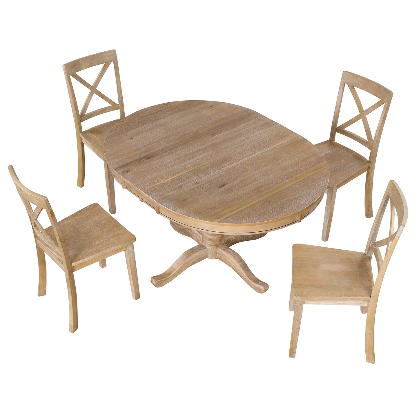 Vivia 5pc Dining Set Round Table 4x side Chairs - Natural