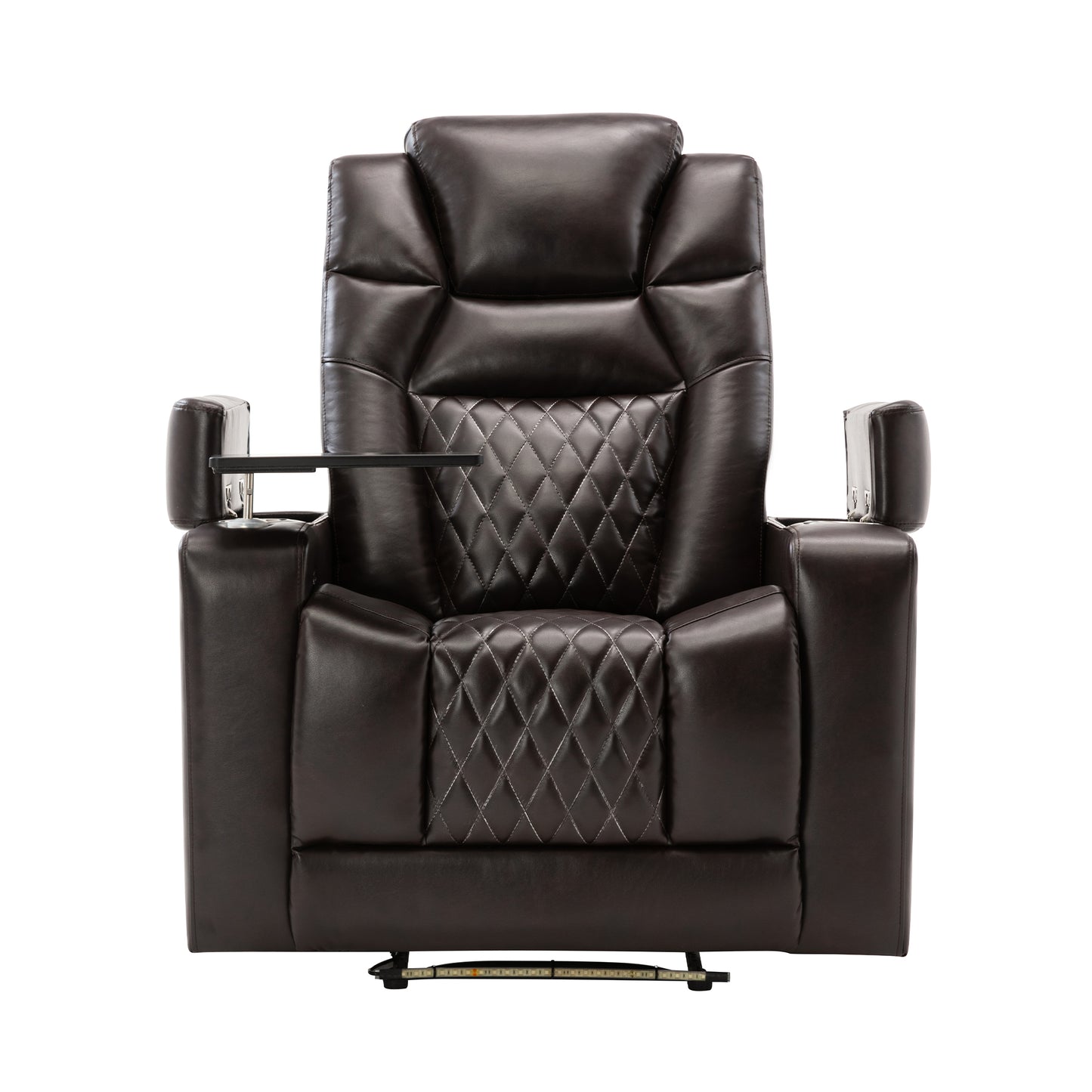 Nap Station Motion Recliner with 360° Swivel Tray Table  - Brown