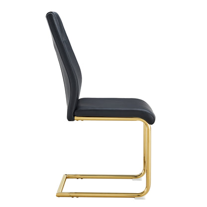 Skye Dining Chair Golden Metal Leg (Set of 6) - Black