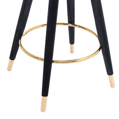 Emma Bar Stools with Back and Footrest  - Black Set of 2