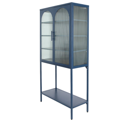 Arched II Glass Doors Floor Cabinet - Blue