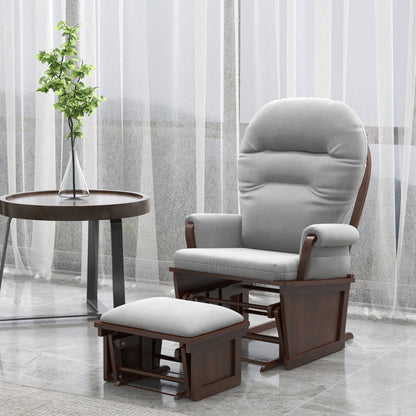 Ewan Nursery Glider Rocking Chair with Ottoman - Light Gray