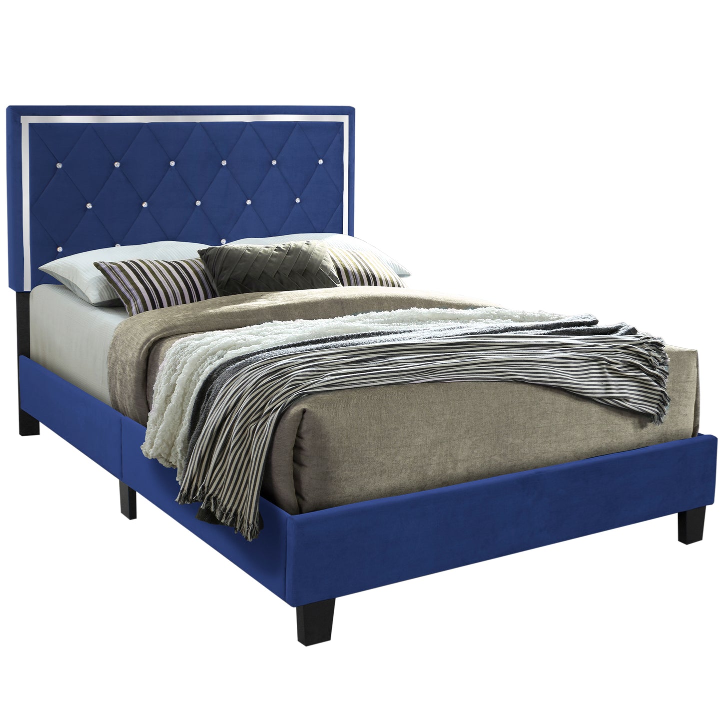 Go Green Woods Monica Velvet Upholstered Queen Platform Bed